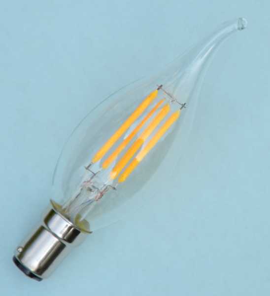 (image for) LED Dimmable Candle Flame Filament Bulb 4w B15